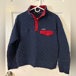 Patagonia Men’s Small Quilted Pullover in Dark Blue with Red Details